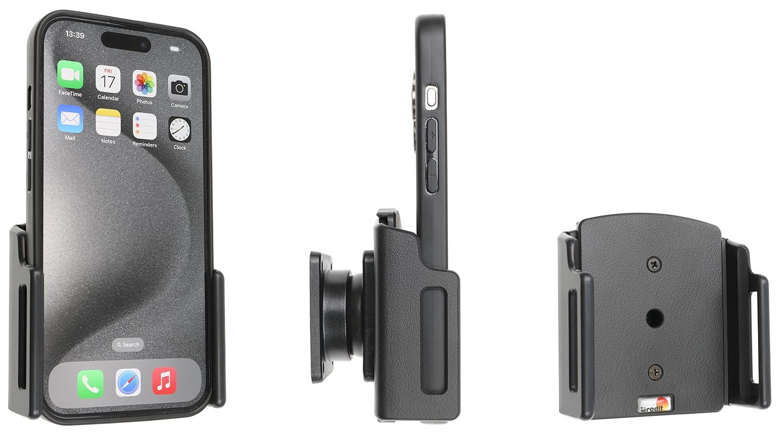 Brodit support Apple iPhone 15/16Pro avec skin(70-83/8-12mm)