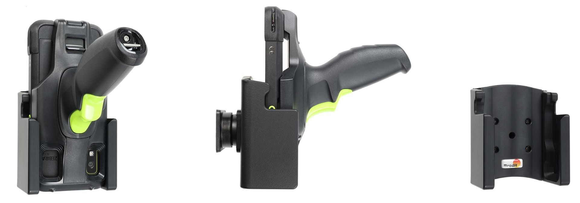 Brodit support Zebra TC701-device with pistol grip-face down