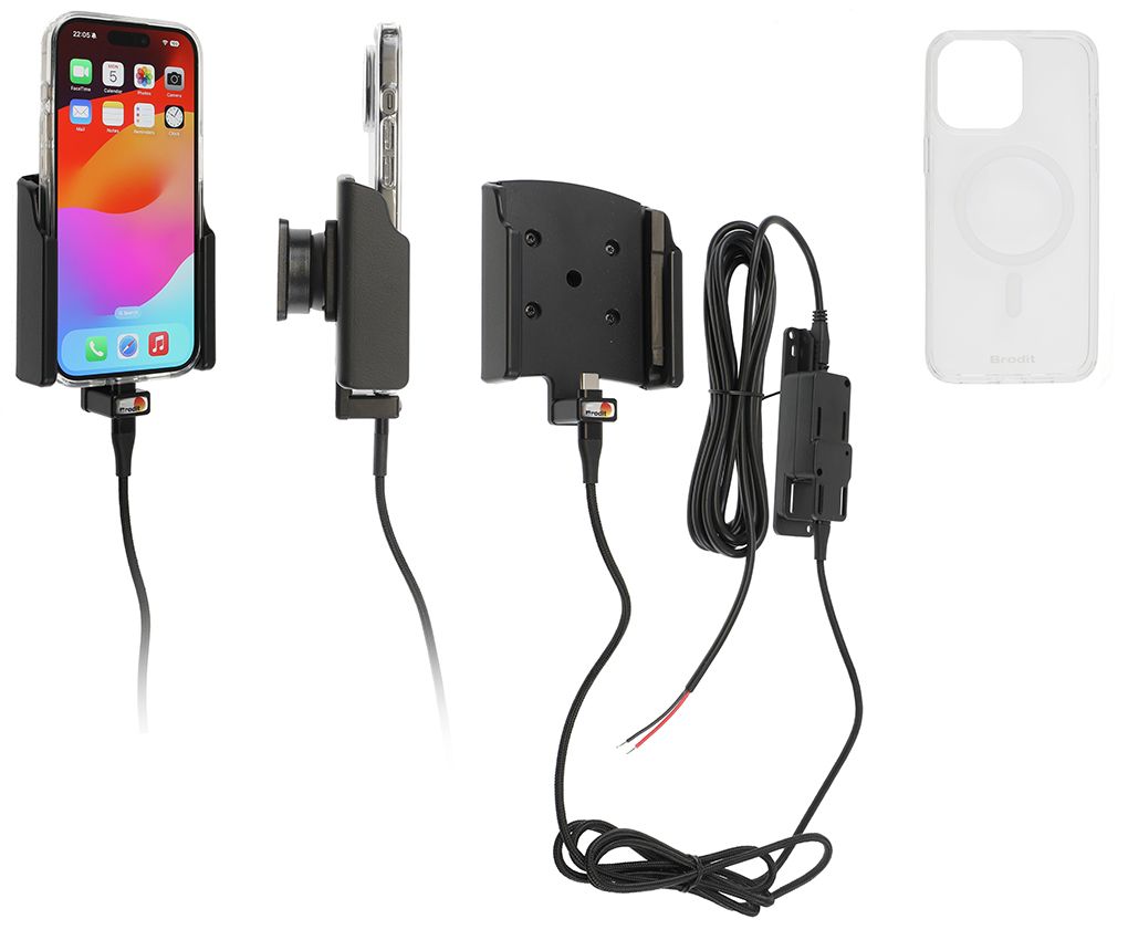 Brodit support/chargeur Apple iPhone 15 Pro fixé i+ case